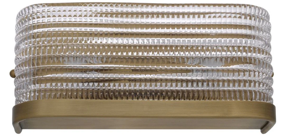 Casa Padrino lámpara de pared de lujo latón antiguo 29,5 x 11,5 x H. 12,5 cm - Lámpara de Salón con Pantalla de Vidrio