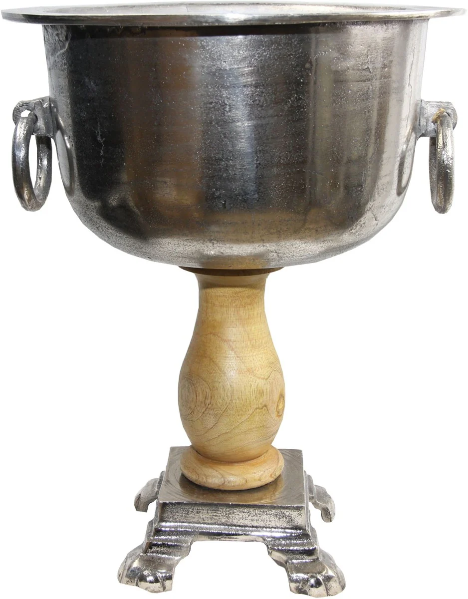 Enfriador de vino Casa Padrino con base de madera, colores naturales ? 35.5 x Alt. 45 cm. Accesorios para hoteles y restaurantes.