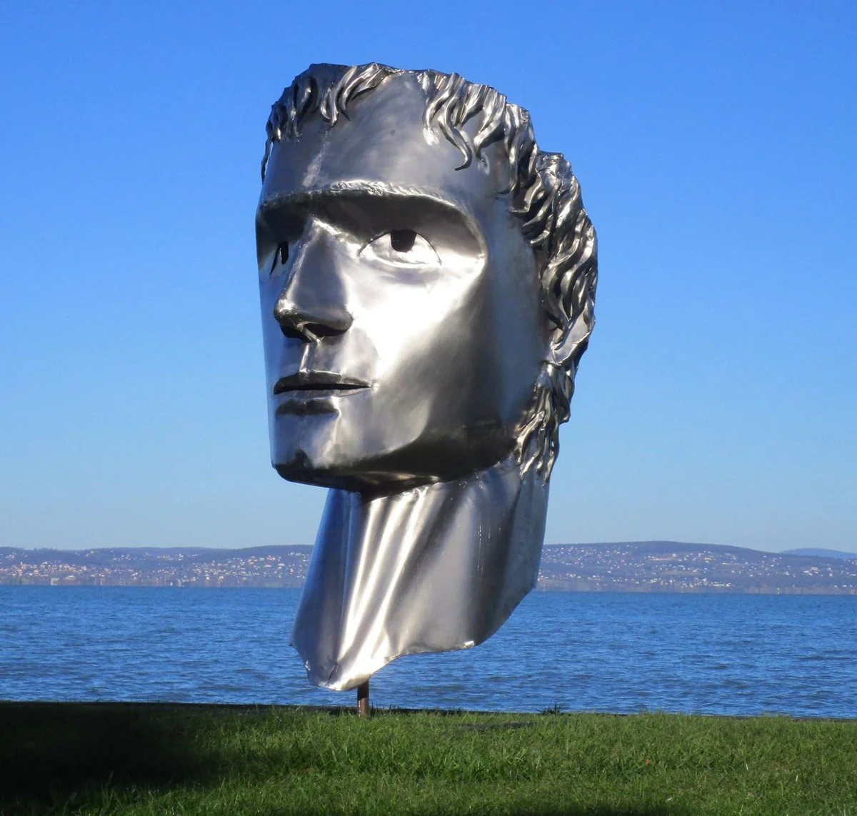 Casa Padrino escultura decorativa de jard¨ªn de acero inoxidable XXL cabeza plata A. 213 cm