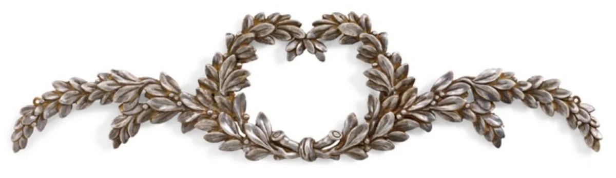 Casa Padrino adorno de pared barroco de lujo plata antigua - Magnífico adorno de decoración de pared de madera maciza barroco - Decoración de pared barroco - Calidad de lujo - Hecho en Italia