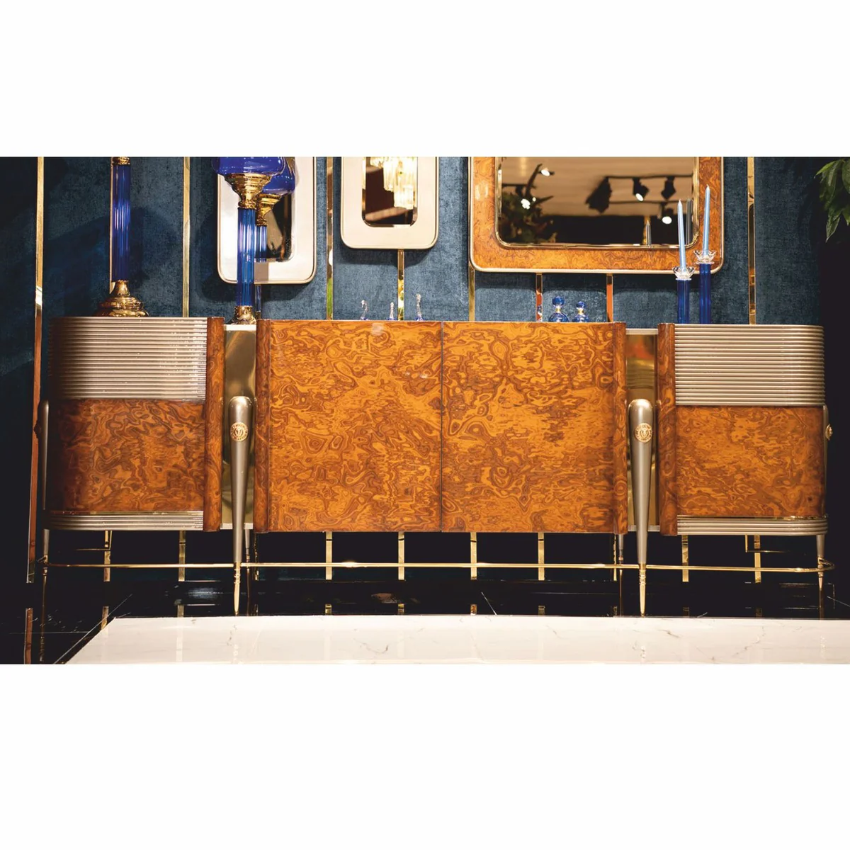 Casa Padrino aparador de lujo con 4 puertas marr¨®n / gris / oro 251,5 cm - Muebles de lujo