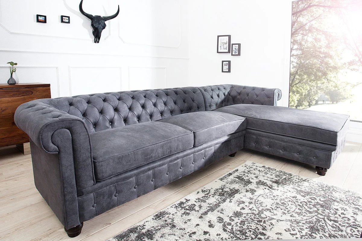 Casa Padrino Chesterfield sof¨¢ en gris antiguo - muebles de sala de estar - sof¨¢