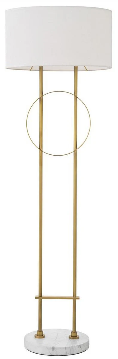 Casa Padrino lámpara de pie de metal de lujo con base de mármol latón antiguo / blanco Ø 49 x A. 157 cm - Calidad de Lujo