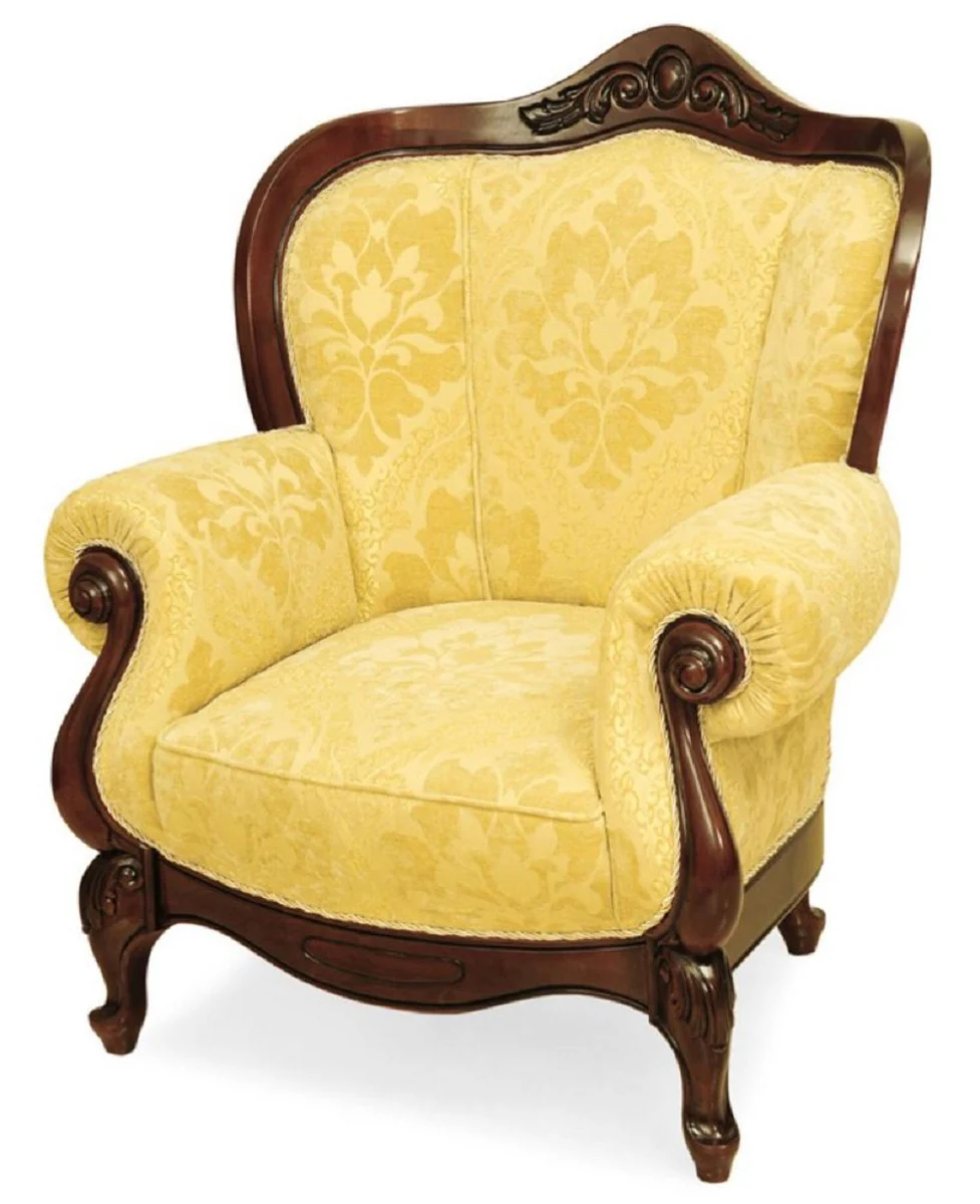 Casa Padrino sill¨®n barroco de lujo amarillo / marr¨®n - Muebles de sal¨®n de estilo barroco