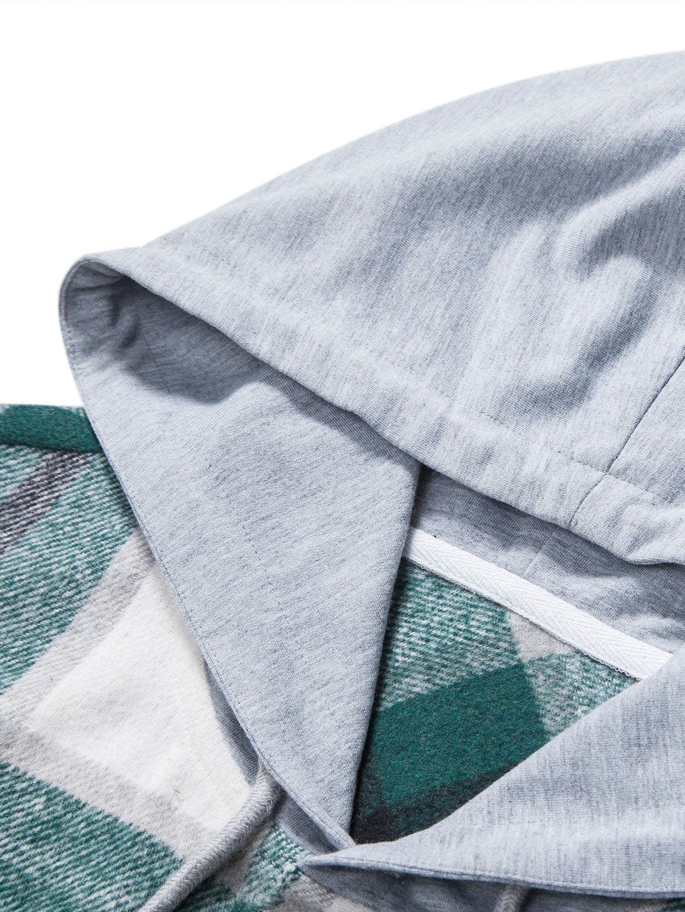Contrast Flannel Plaid Hooded Overshirt