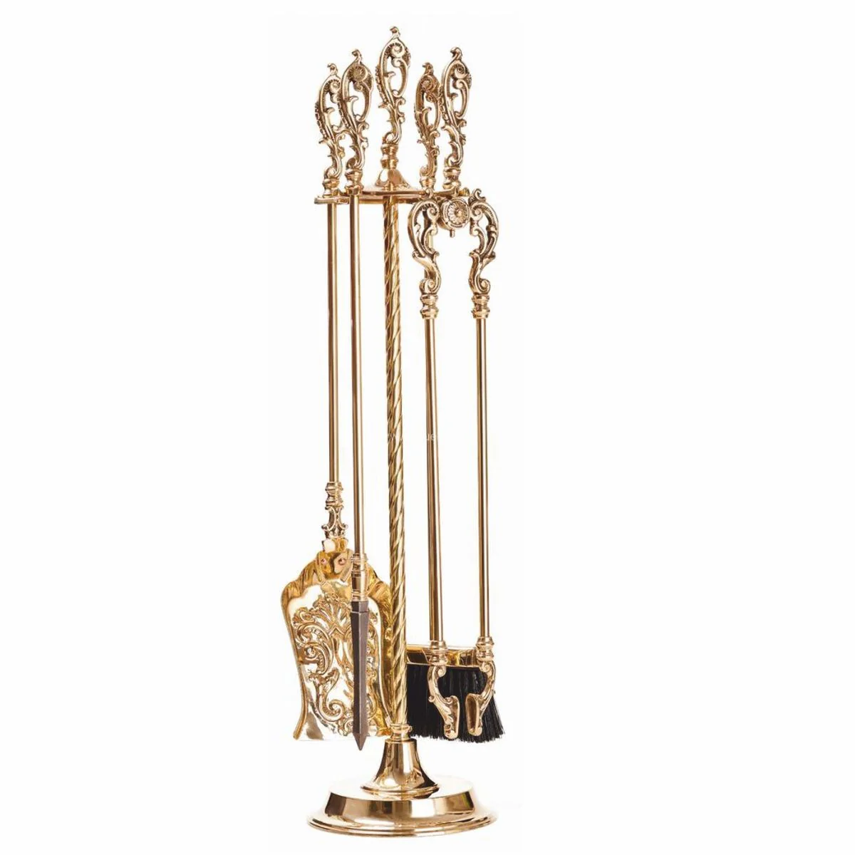 Casa Padrino cubiertos para chimenea barrocos con soporte oro A. 80 cm - Accesorios para chimenea