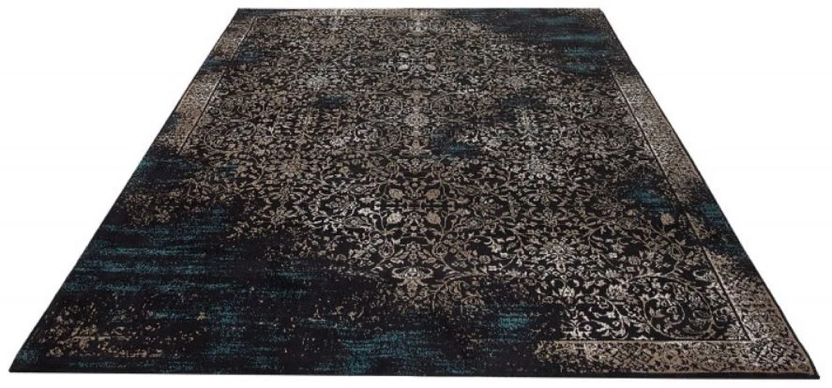 Casa Padrino alfombra de salón vintage azul / multicolor 160 x 240 cm - Alfombra rectangular de algodón - Accesorios de decoración de salón