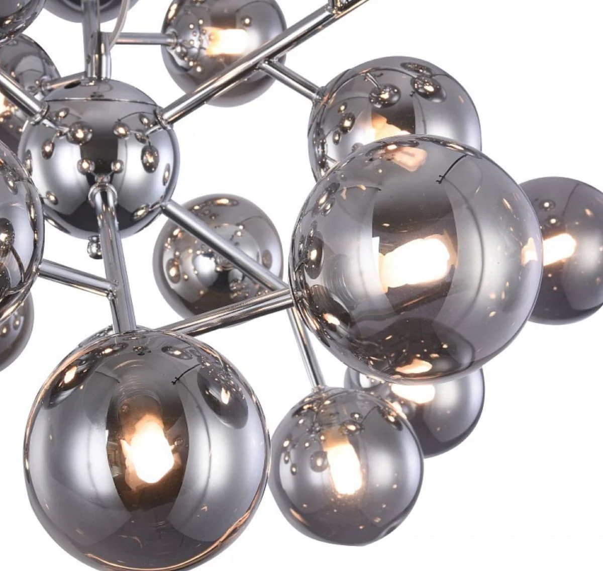 Casa Padrino lámpara colgante de salón de plata Ø 65 x H. 40 cm - Lámpara Colgante con Pantallas Esféricas