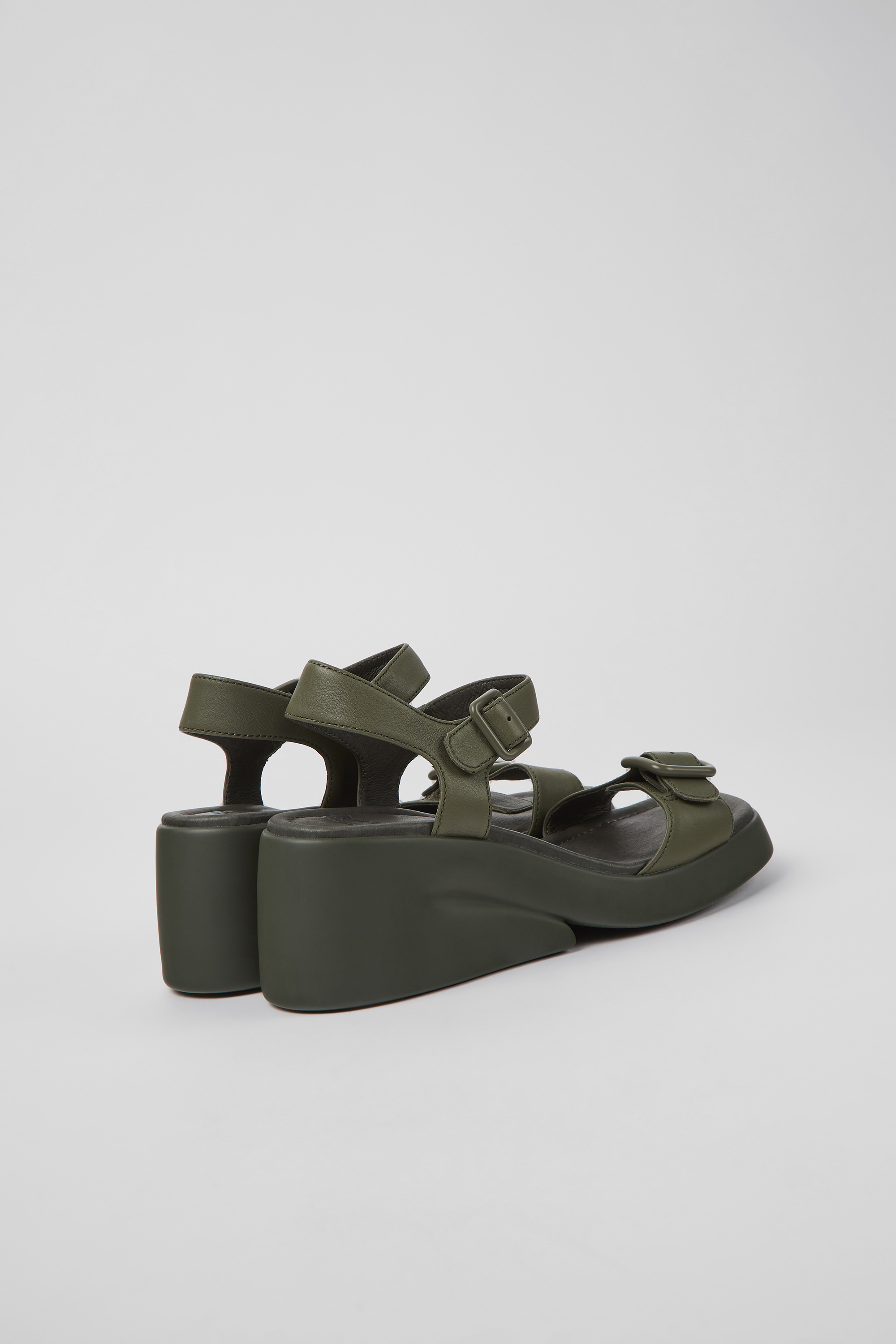 Kaah - Green leather sandals for women