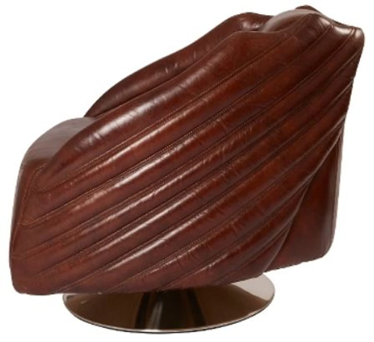 Casa Padrino luxury swivel armchair dark brown / silver 69 x 97 x H. 79 cm - Genuine Leather Armchair in Art Deco Design