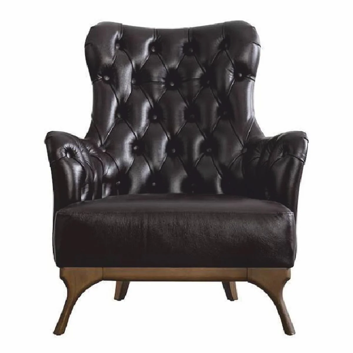 Casa Padrino sill¨®n Chesterfield de lujo de cuero genuino marr¨®n oscuro / marr¨®n - Muebles de cuero genuino