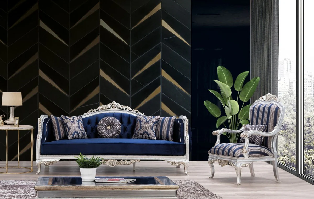 Casa Padrino mesa de centro barroco de lujo negro / plata / oro 102 x 102 x A. 41 cm - Mesa de sal¨®n noble de madera maciza en estilo barroco - Muebles de Sal¨®n Barrocos