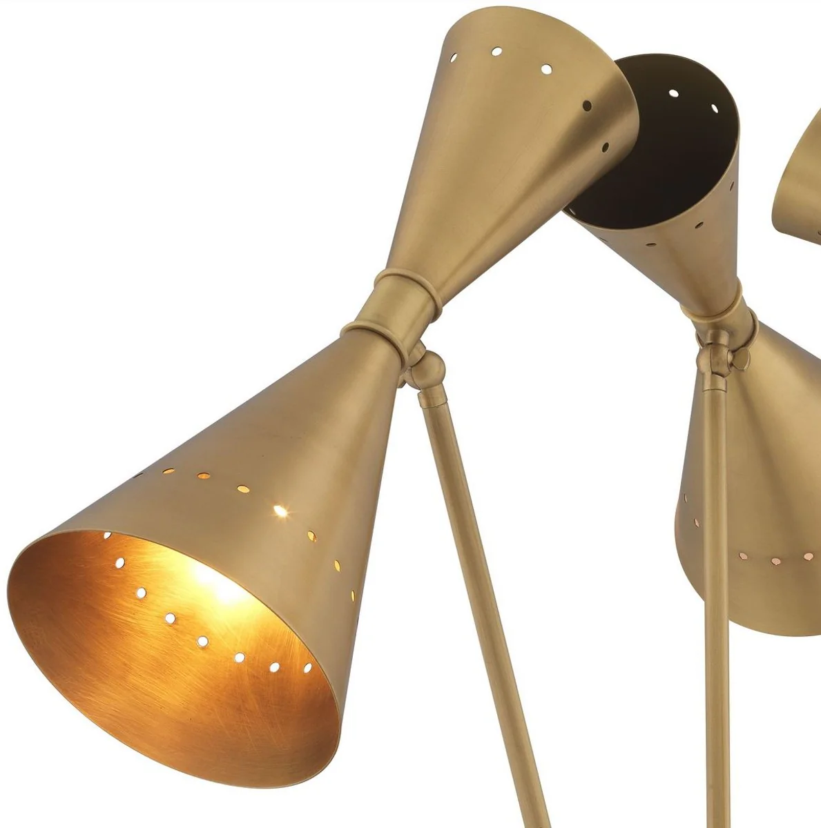 Casa Padrino lámpara de mesa de lujo latón antiguo / negro 72 x 72 x A. 86 cm - Lámpara de escritorio con 3 pantallas de metal ajustables y base de mármol - Luces de Lujo