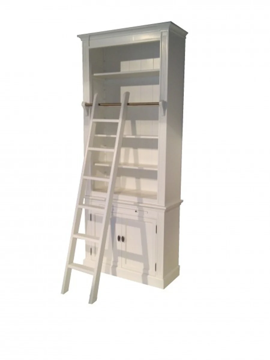Bookcase in country-house style (B 100 x D 36 x H 240) with ladder (H 100 cm) white Antique look - shabby-chic shelf, bookcase