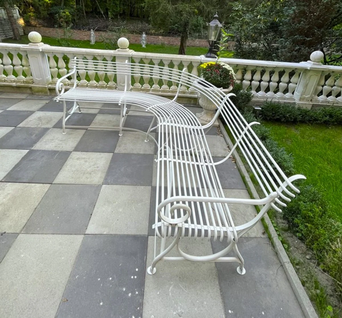 Casa Padrino banco de jard¨ªn Art Nouveau 250 x 210 x A. 90 cm - Banco curvo de hierro forjado - Art Nouveau