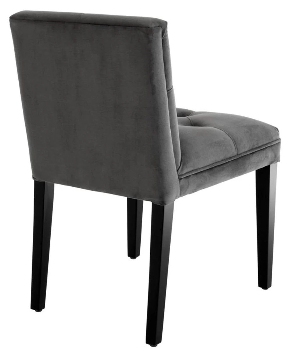 Casa Padrino silla de comedor de lujo de color gris oscuro con patas negras 50 x 59 x H. 79 cm - muebles de comedor