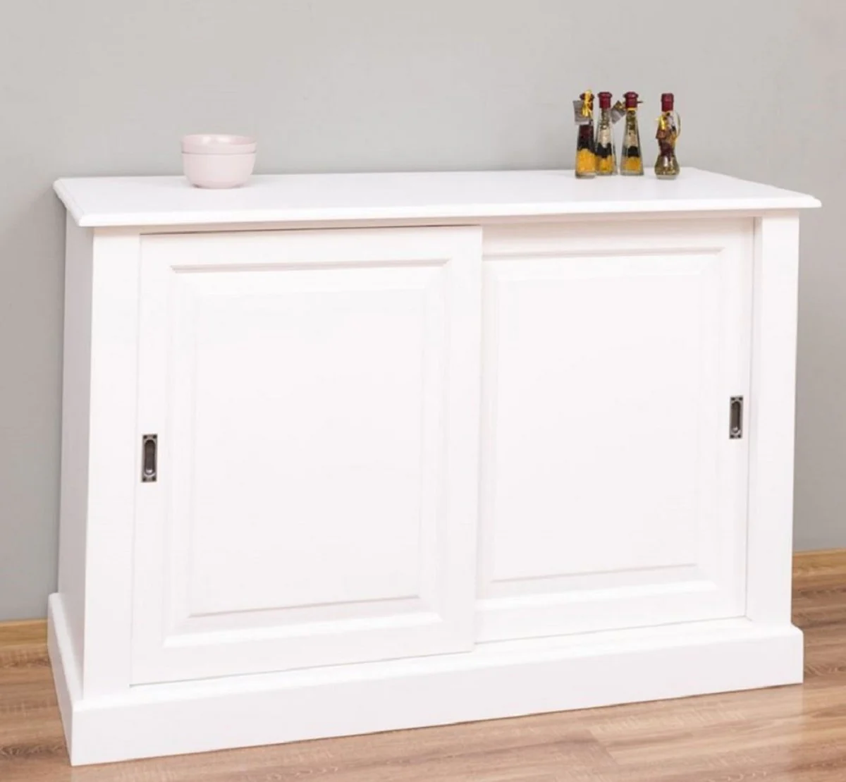 Casa Padrino aparador de estilo campestre blanco 135 x 55 x A. 100 cm - Armario de madera maciza con 2 puertas correderas - Muebles de Estilo Campestre