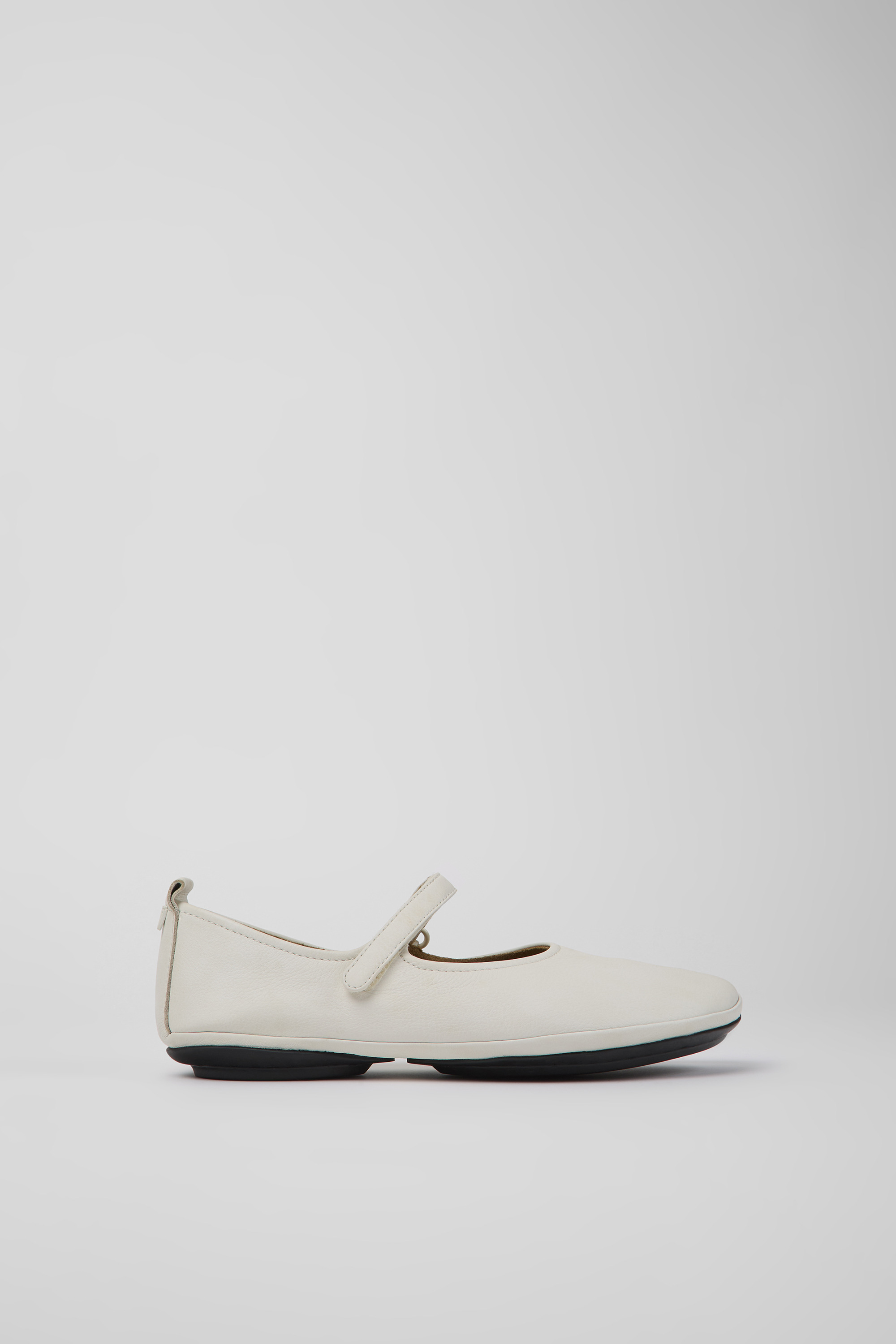 Right - White leather ballerinas for women