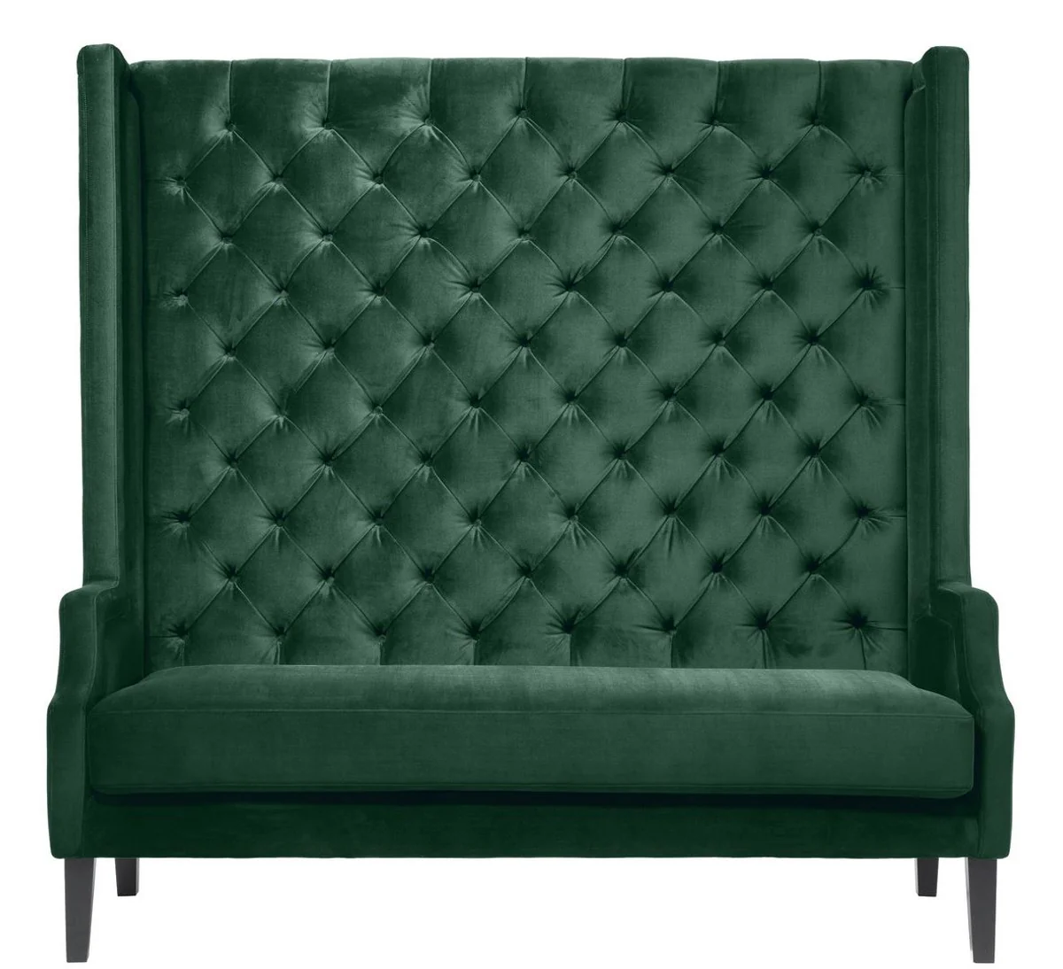 Casa Padrino sof¨¢ de lujo con respaldo alto verde oscuro / negro 160 x 68 x H. 160 cm - Sof¨¢ de Terciopelo Chesterfield - Muebles Chesterfield