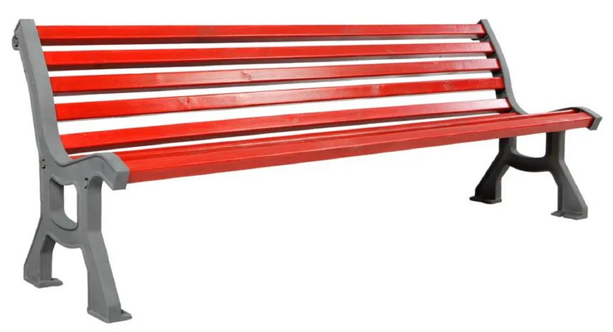 Casa Padrino Banco de Jard¨ªn de Estilo Industrial Rojo / Gris 183 cm