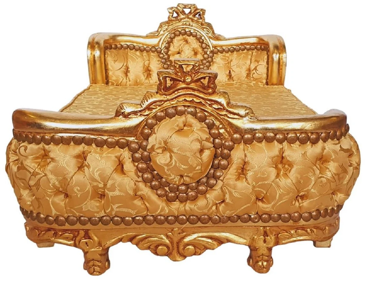 Casa Padrino cama de perro barroco patrón oro / oro - Cama de perro de estilo antiguo hecha a mano - Magníficos muebles para perros en estilo barroco - Muebles barrocos para mascotas
