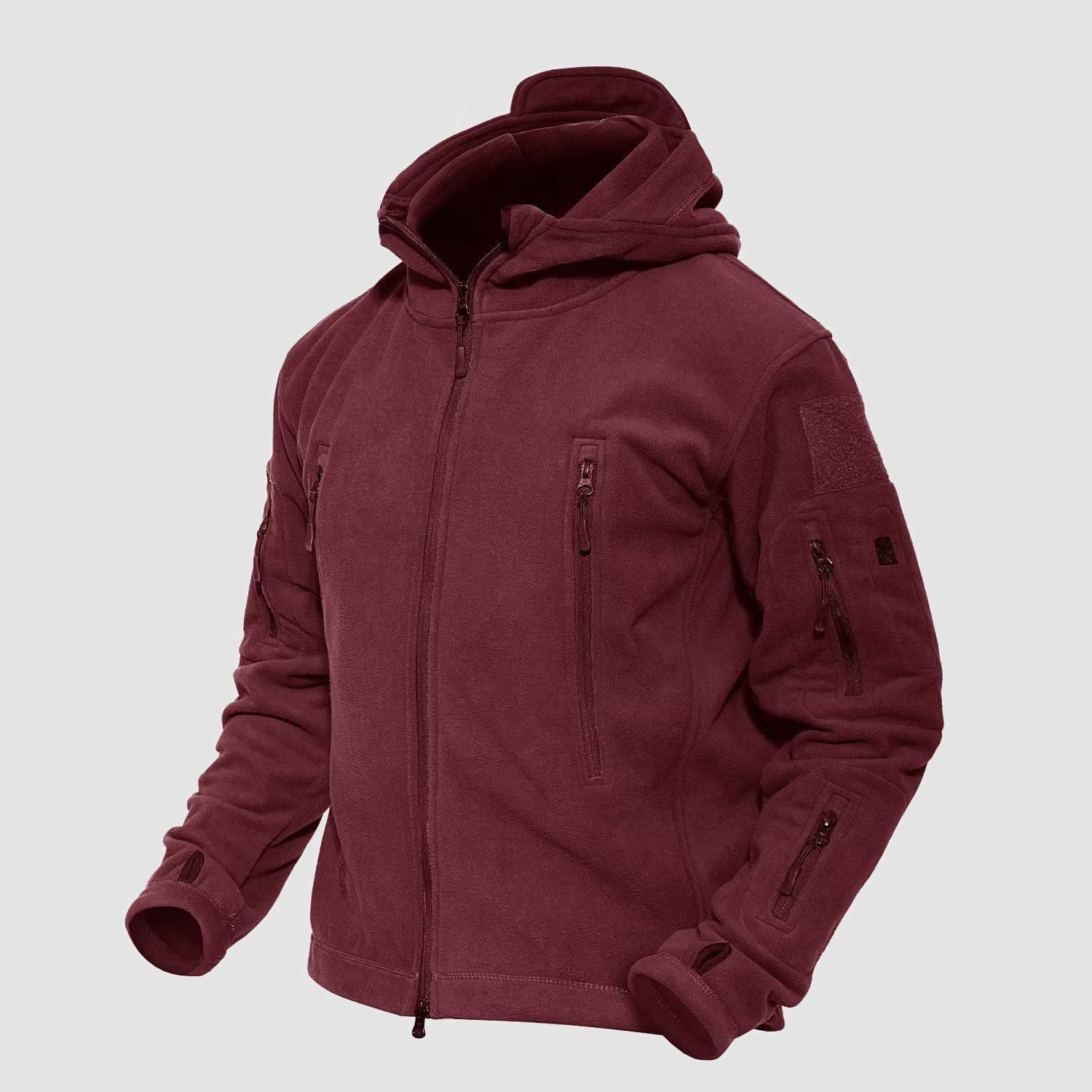 Men's Hoodie Fleece Jacket with 6 Zip-Pockets Warm Winter Jacket Military Tactical Jacket