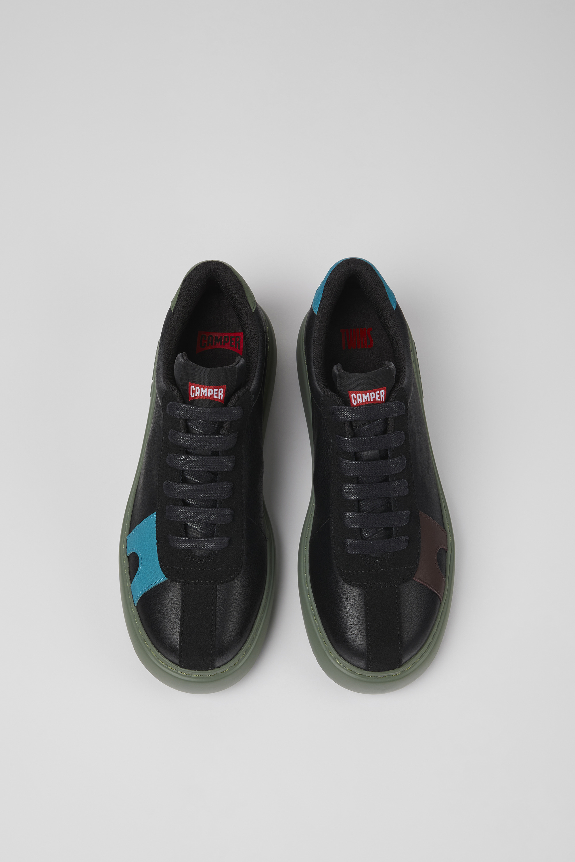 Twins - Black leather and nubuck sneakers for women