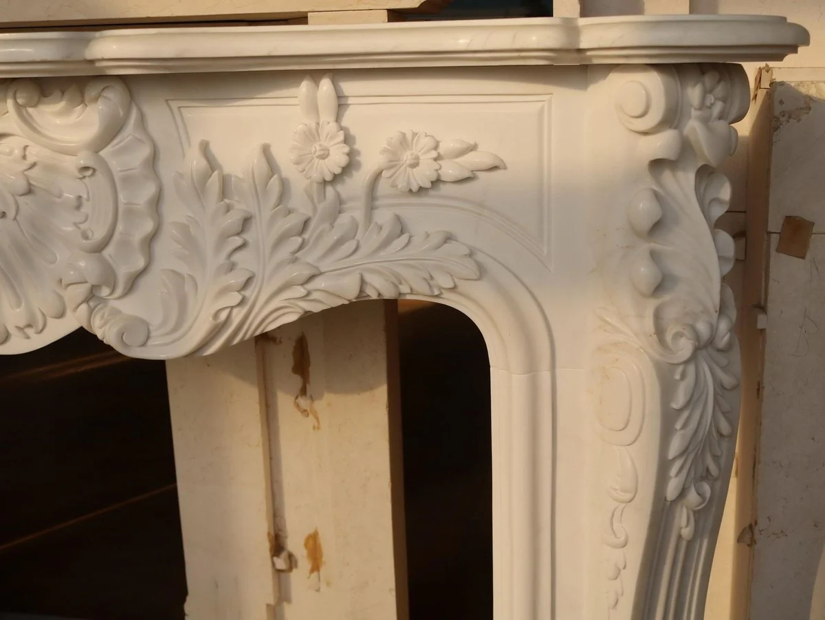 Casa Padrino marco de chimenea de m¨¢rmol barroco de lujo blanco 168 x A. 122 cm