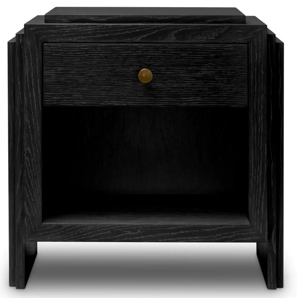 Casa Padrino mesita de noche de lujo gris antracita / lat¨®n 75 x 52 x A. 62 cm - Mesita de noche con 2 cajones - Muebles de dormitorio de lujo