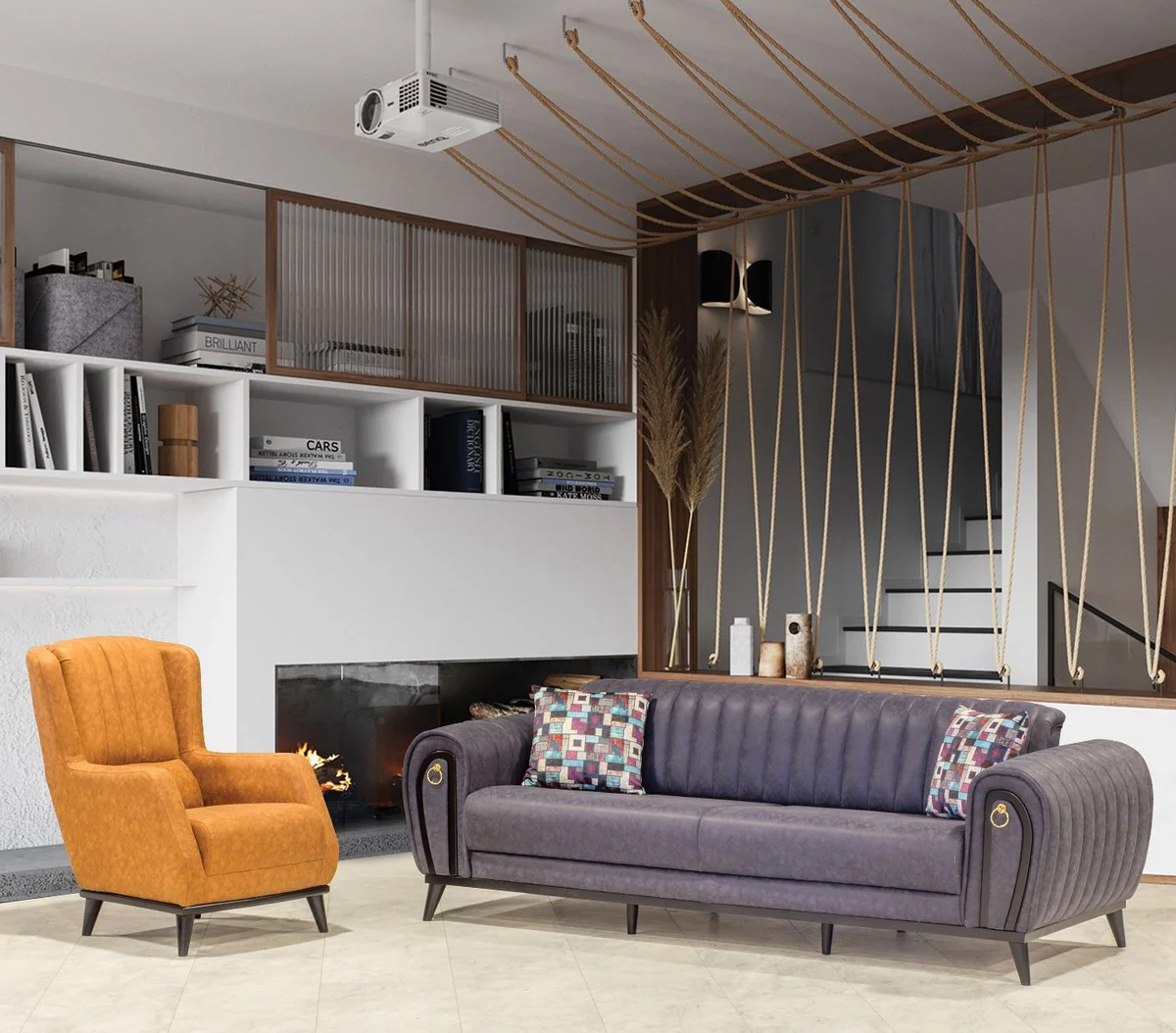 Casa Padrino sill¨®n orejero de lujo marr¨®n claro / negro 80 x 80 x A. 90 cm - Sill¨®n de sal¨®n moderno - Muebles de Sal¨®n