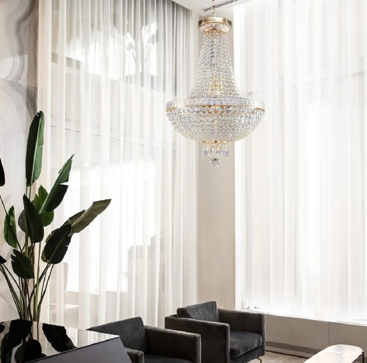 Casa Padrino araña de luces de cristal barroco oro Ø 40 x A. 81 cm - Lámpara de araña redonda de estilo barroco - Araña de salón barroco - Noble y Magnífica