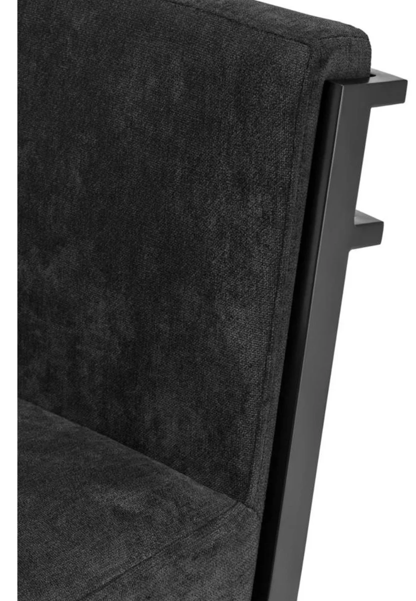 Casa Padrino taburete de bar de lujo negro / bronce 43 x 54 x H. 91 cm - Silla de Bar de Dise?o de Acero Inoxidable con Tejido de Terciopelo - Mueble Bar