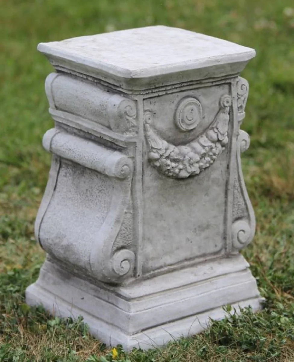 Casa Padrino pilar decorativa de jard¨ªn barroco gris A. 41 cm - Pilar de piedra de estilo antiguo - Magn¨ªfica pilar de jard¨ªn - Decoraci¨®n de terrazas y jardines barrocos