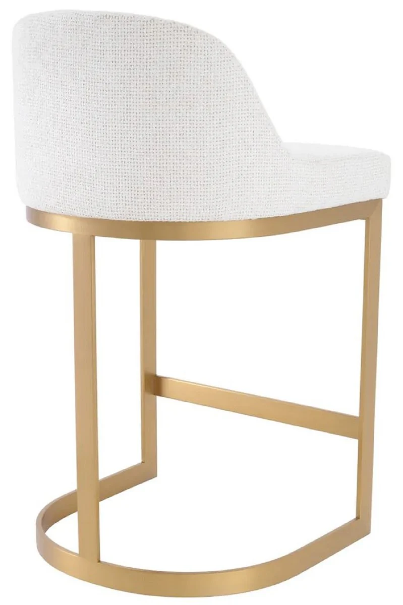 Casa Padrino silla de bar de lujo crema blanco / lat¨®n 53 x 51 x A. 93 cm - Taburete de bar tapizado de acero inoxidable - Muebles de bar - Muebles de lujo - Calidad de lujo