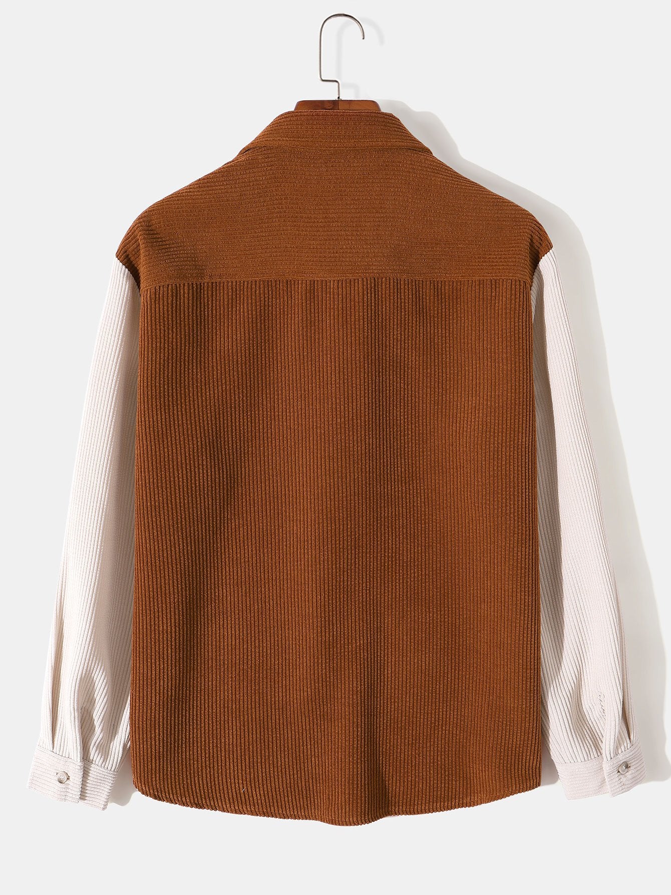 Long Sleeve Color Block Corduroy Shirt