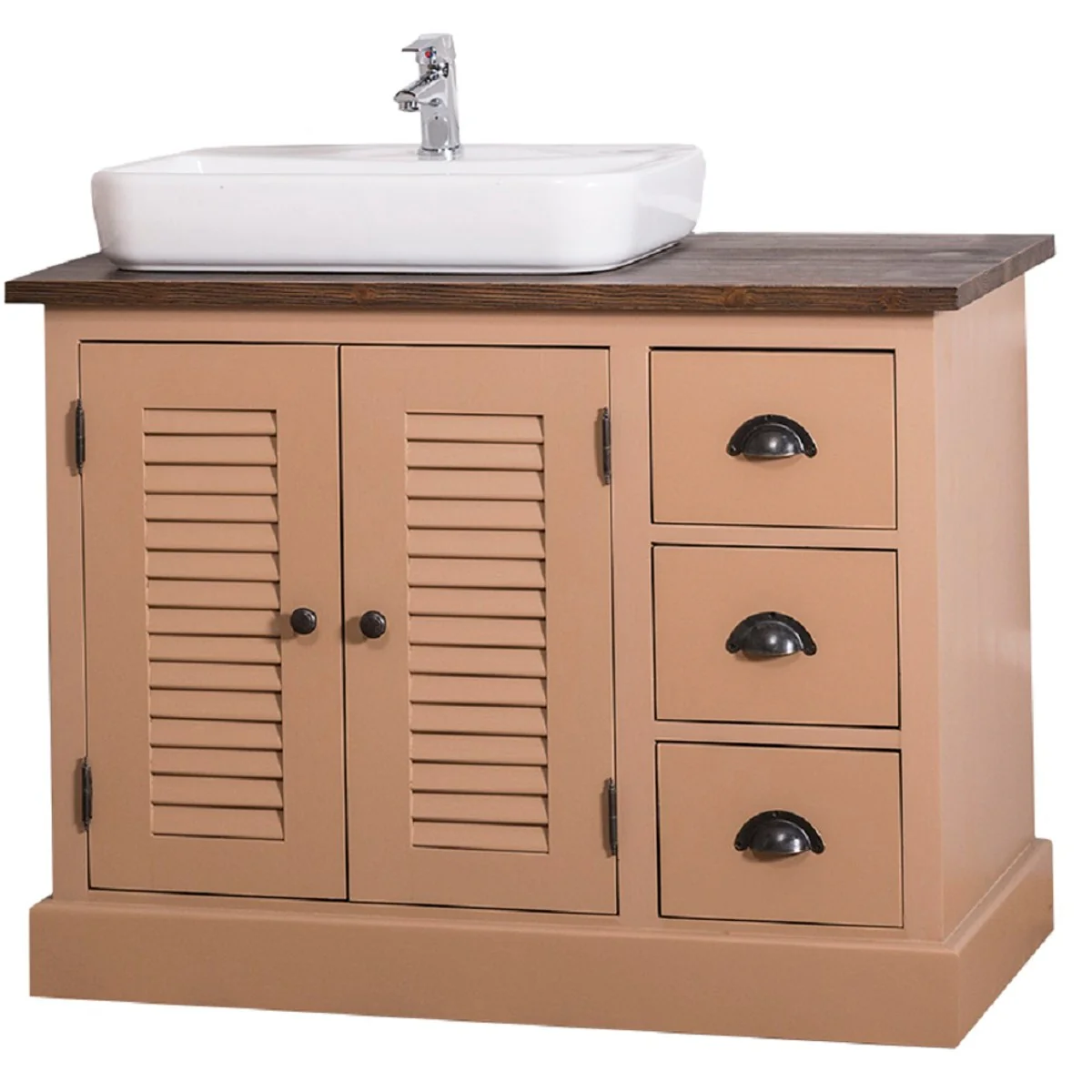 Casa Padrino armario de lavabo de madera maciza de estilo campestre marrón / marrón oscuro 100 x 51 x H. 75 cm - Muebles de Baño de Estilo Campestre