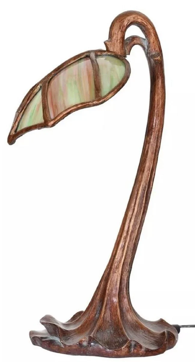 Casa Padrino lámpara de mesa LED Tiffany de lujo bronce / verde / rojo 19 x 23 x A. 42 cm - Lámpara de escritorio Tiffany - Lámpara de taburete Tiffany - Luces Tiffany - Luces de lujo