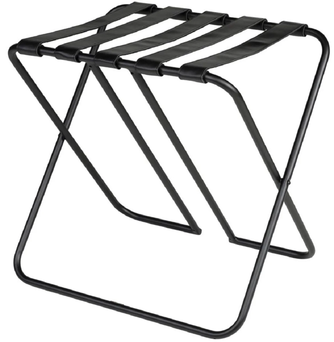 Casa Padrino portaequipajes de lujo negro 55 x 44 x A. 50 cm - Portaequipajes plegable con acero con revestimiento en polvo y cuero sint¨¦tico - Accesorios de Hotel