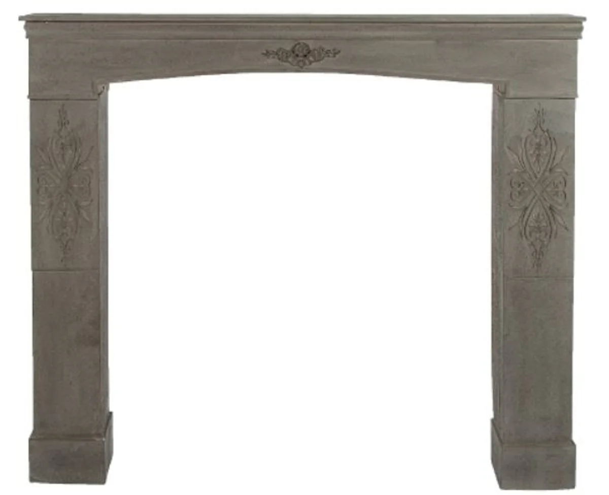 Casa Padrino Country Style Fireplace Surround Antique Gray Brown 113 x 19 x H. 101 cm - Handmade Shabby Chic Furniture