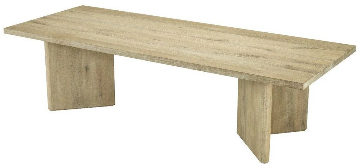 Casa Padrino mesa de comedor de madera maciza de lujo natural 280 x 110,5 x A. 76 cm - Mesa de cocina rectangular de madera de roble - Muebles de comedor de madera maciza de lujo