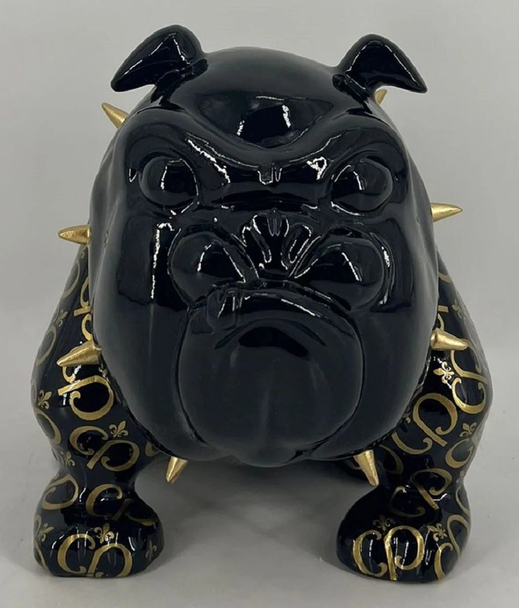 Casa Padrino figura decorativa de lujo perro bulldog negro / oro 20 cm - Escultura decorativa