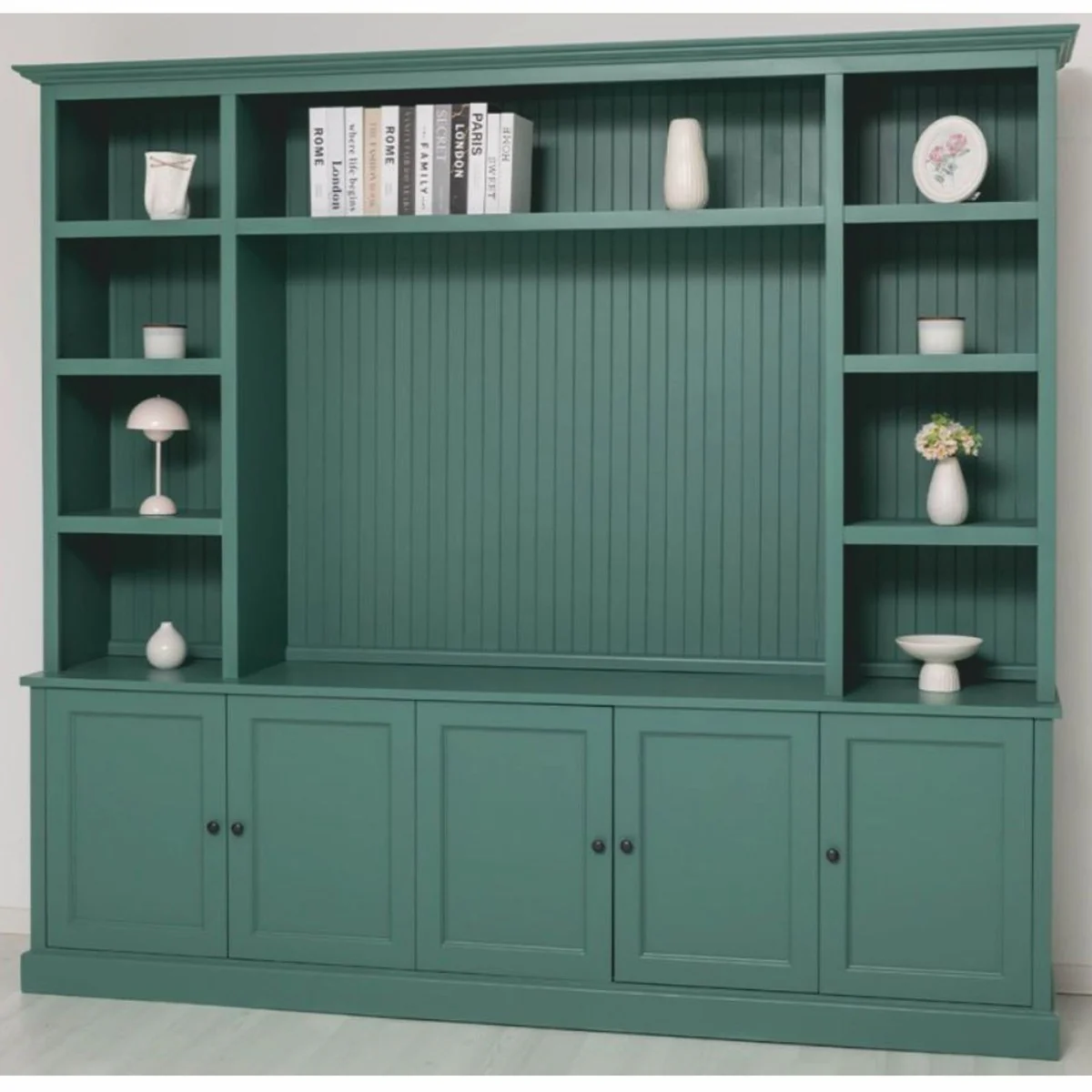Casa Padrino armario de libros de estilo campestre verde 254 cm - Muebles de estilo campestre