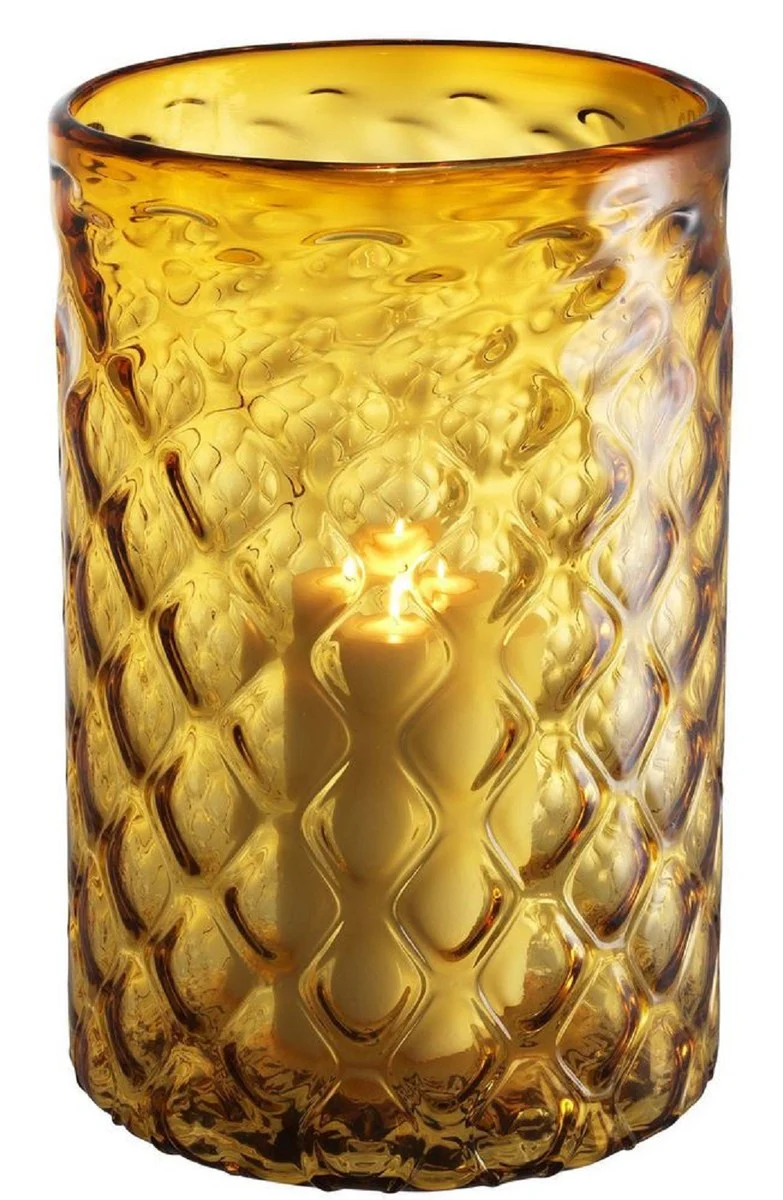 Casa Padrino portavela de vidrio de lujo amarillo Ø 27 x H. 44 cm - Accesorios de Decoración de Hoteles y Restaurantes