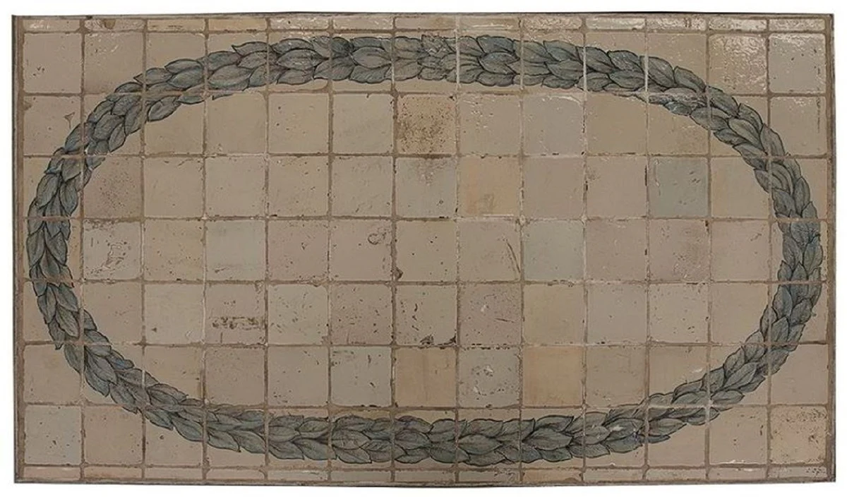 Casa Padrino tablero de mesa de azulejos de mosaico barroco de lujo beige / multicolor / verde - Varios Tamaños - Tablero de mesa de comedor de piedra natural hecho a mano y pintado a mano