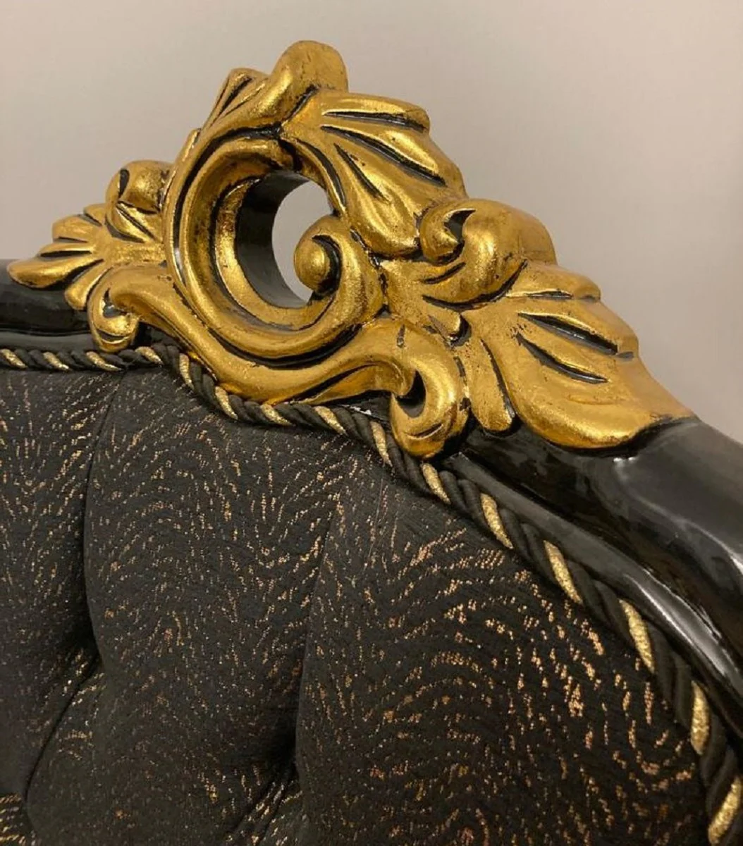 Casa Padrino silla de comedor barroco de lujo con patr¨®n elegante negro / oro - Muebles de comedor en estilo barroco - Muebles de lujo en estilo barroco - Interior barroco - Muebles barrocos