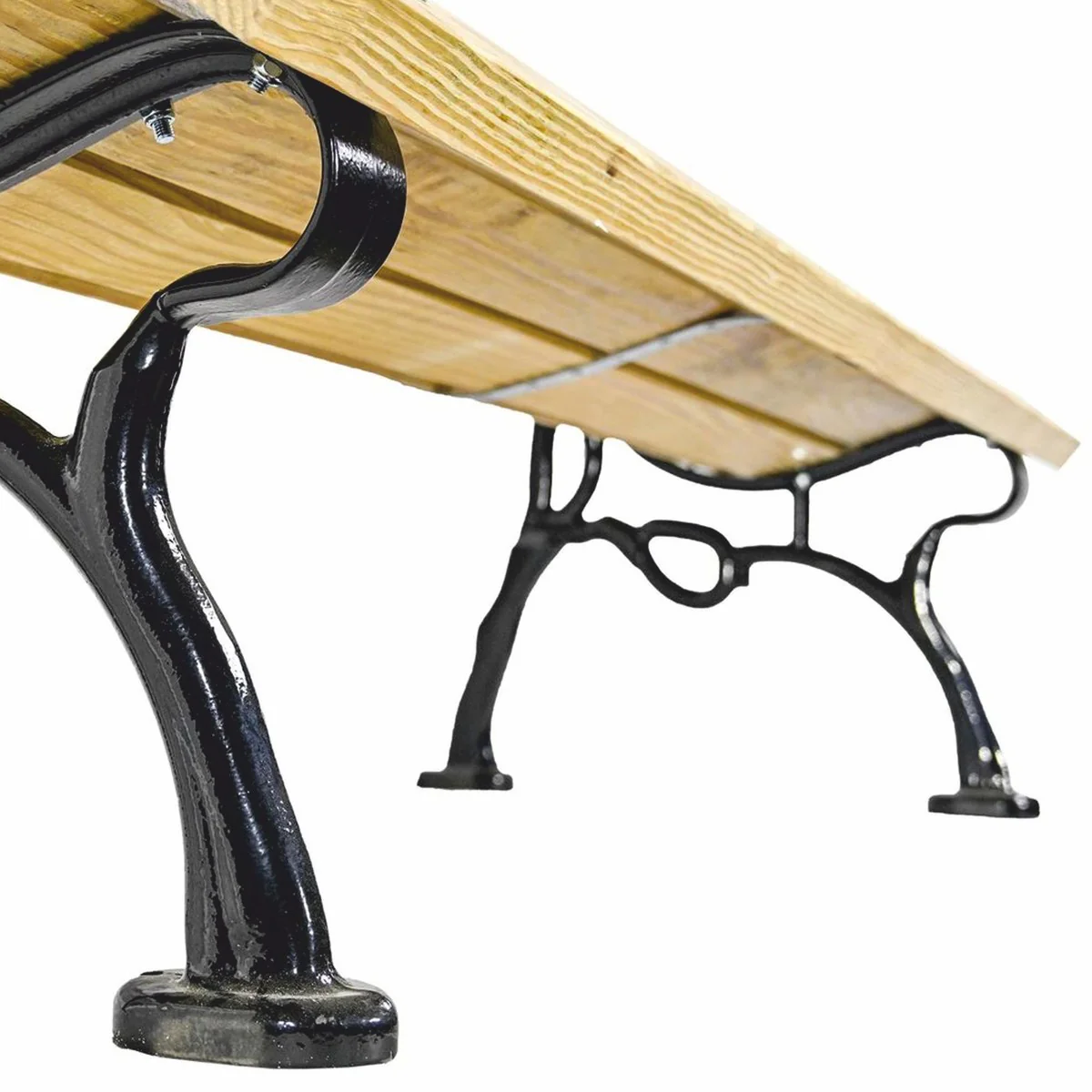 Casa Padrino banco de parque - Banco urbano natural / negro 180 cm - Muebles de jard¨ªn