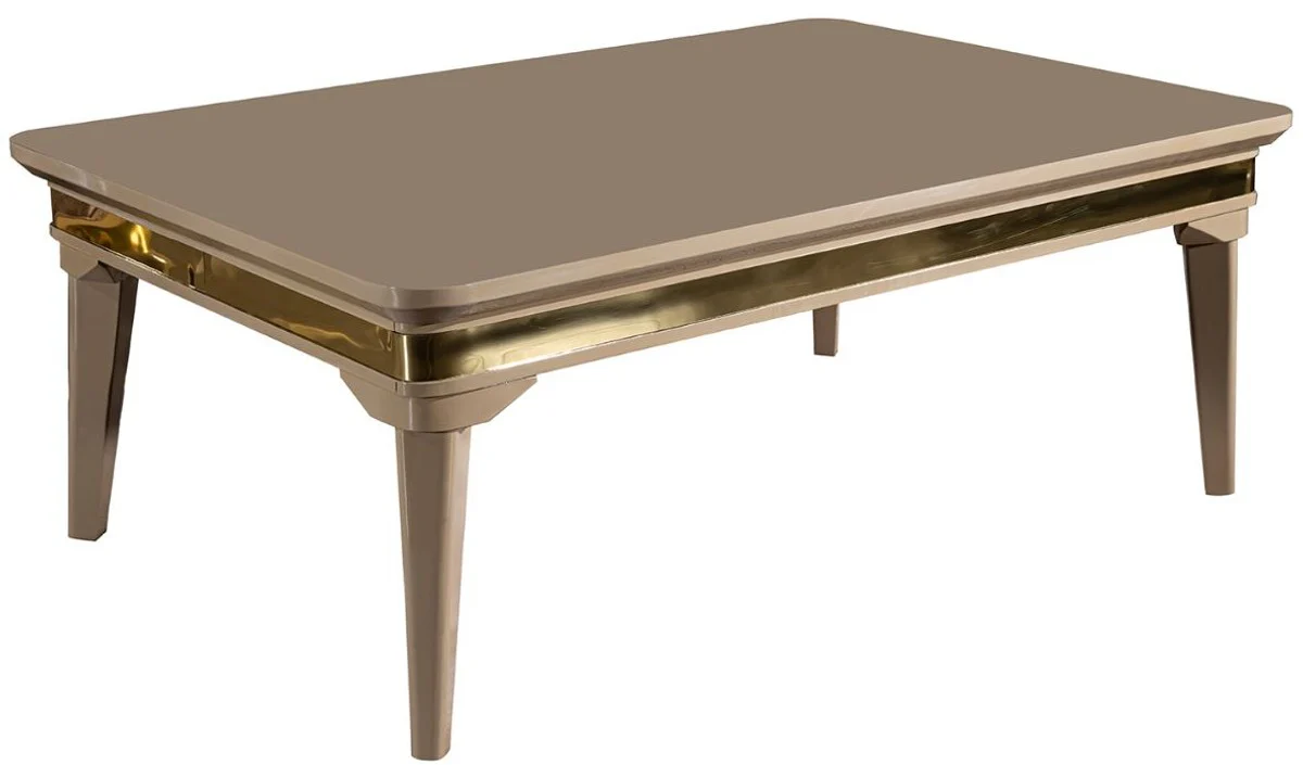 Casa Padrino mesa de centro Art Deco de lujo beige / oro 120 x 80 x A. 45 cm - Mesa de sal¨®n de madera maciza - Muebles de Sal¨®n Art Deco