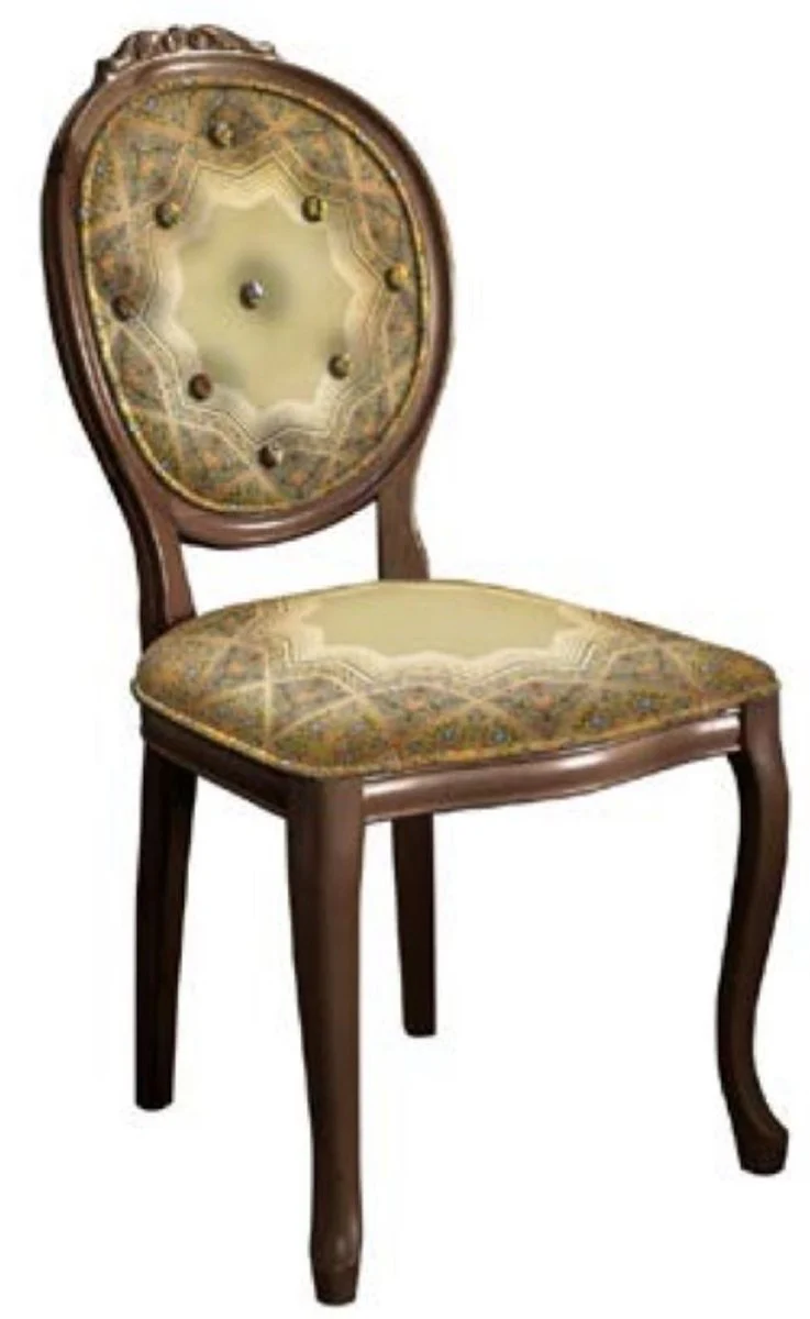 Casa Padrino silla de comedor barroco multicolor / marr¨®n - Silla de madera maciza de estilo antiguo - Muebles de comedor de estilo barroco