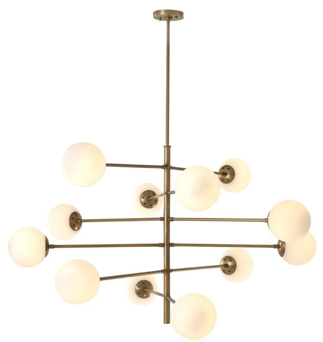 Casa Padrino araña de lujo en latón antiguo / blanco Ø 122 x H. 69 cm - Calidad de Lujo