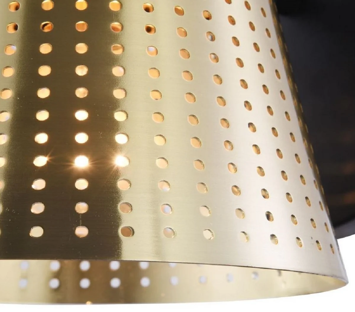 Casa Padrino lámpara de pared oro antiguo / negro 17,5 x 23,5 x H. 16,5 cm - Lámpara de Pared Moderna con Pantalla de Metal Perforado